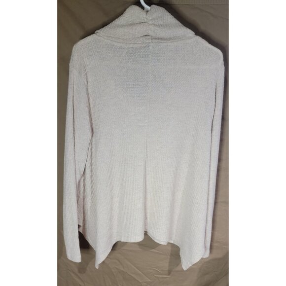 Bobeau Womens Large Relaxed Cowl Neck Sweater Waffle Knit Asymmetrical Swing Hem - Picture 2 of 5